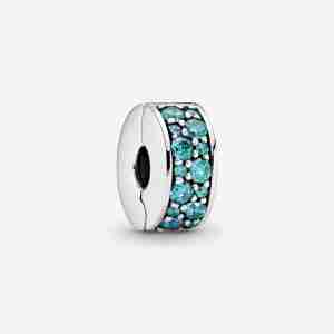 Charm Clip Pavé Bleu-Vert