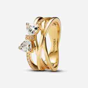 Bague Anneau Croisé & Nœud Scintillant