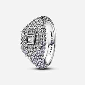 Bague Cocktail Carrée Pavée