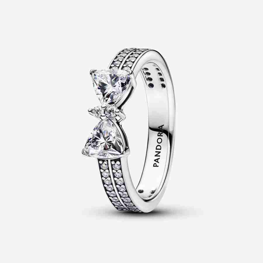 Bague Double Rang Nœud Scintillant Bague Double Rang Noeud Scintillant