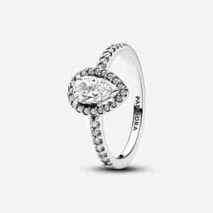Bague Halo Poire Scintillante