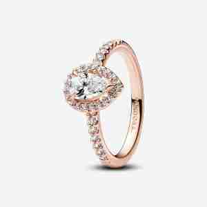 Bague Halo Poire Scintillante-l’Or Rose