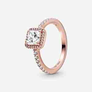 Bague Halo Scintillant Carré