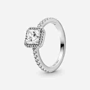 Bague Halo Scintillant Carré