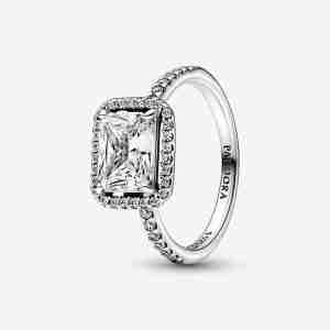 Bague Halo Scintillant Rectangulaire