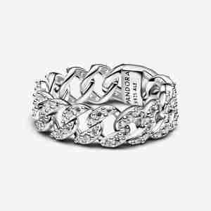 Bague Maille Cubaine Pavée