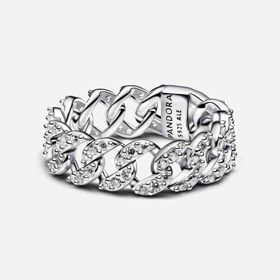 Bague Maille Cubaine Pavée Bague Maille Cubaine Pavee