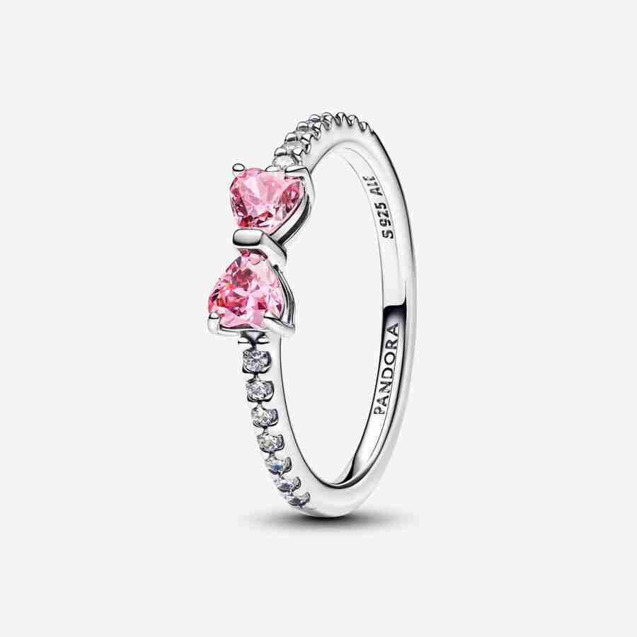 Bague Nœud Rose Scintillant Bague Noeud Rose Scintillant