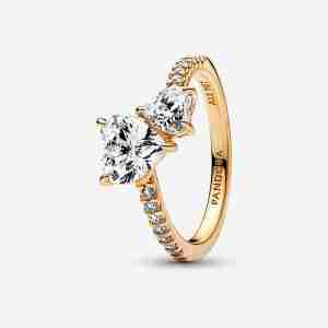Bague Scintillante Cœur Double-Métal doré à l’Or fin