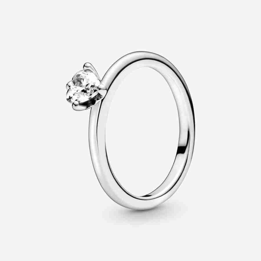 Bague Solitaire Cœur Incolore Bague Solitaire Coeur Incolore