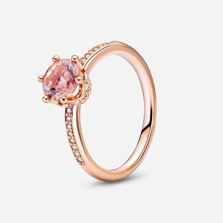 Bague Solitaire Couronne Scintillante Rose Bague Solitaire Couronne Scintillante Rose