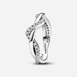 Bague Vagues Entrelacées Scintillantes