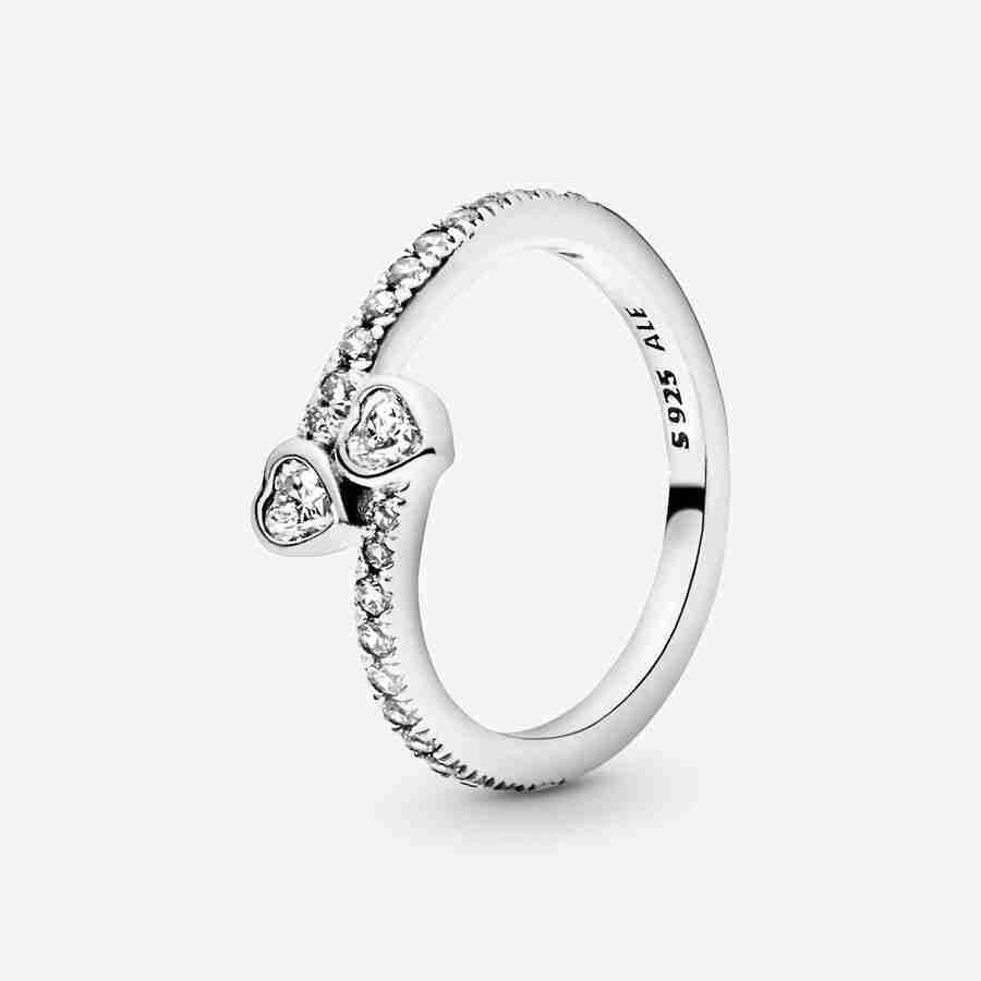 Bague deux cœurs scintillants Bague deux coeurs scintillants