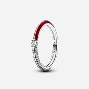 Bague Double Pavé & Blanche Pandora ME Rouge