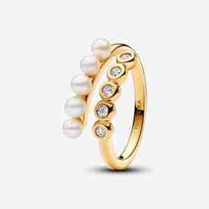 Bague Ouverte Perles de Culture d’Eau Douce Traitées & Pierres