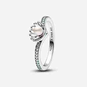 Bague Perle de Culture d’Eau Douce Traitée Princesse Disney Arielle Coquillage