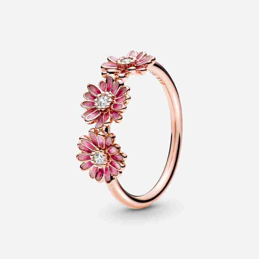 Bague Trio de Marguerites Rose Bague Trio de Marguerites Rose