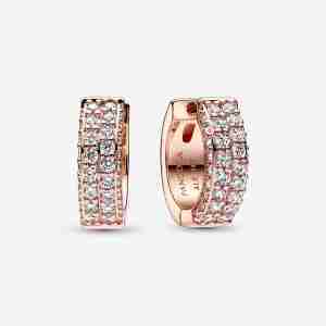 Boucles d'Oreilles Créoles Double Rang Pavées Pandora Timeless
