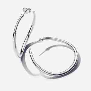 Boucles d'Oreilles Créoles Ouvertes de Forme Organique 42 mm