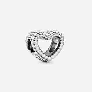 Charm Cœur Ouvert Perlé Argent