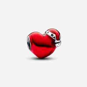 Charm Cœur de Noël Rouge Métallique