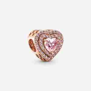 Charm Cœurs Nivelés Scintillant l'or rose