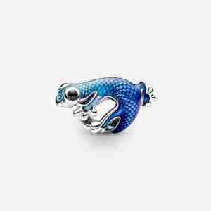 Charm Gecko Bleu Métallique