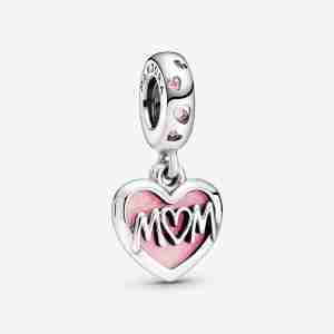 Charm Pendant Cœur Inscription Mum (Maman)