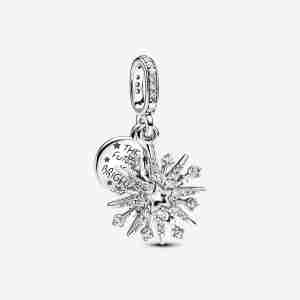 Charm Pendant Double Feu d'Artifice Scintillant