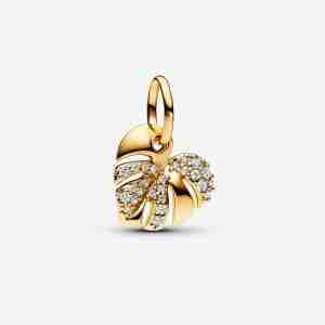 Charm Pendant Feuille de Monstera Scintillant