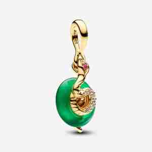 Charm Pendant en Verre de Murano Vert Serpent