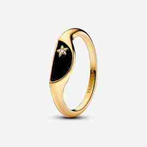 Chevalière Demi-Lune Résine Façon Émail Pandora ME-l’Or