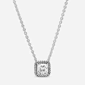 Collier Halo Scintillant Carré