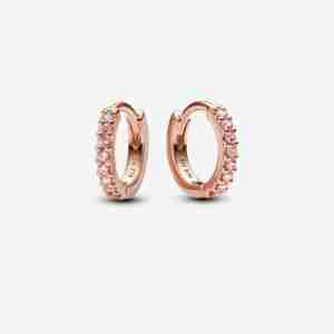 Créoles Huggie Roses Scintillantes-Métal doré à l’Or Rose fin
