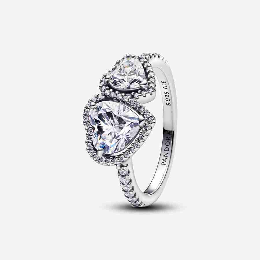 Bague Cœurs Halo Scintillant Bague Coeurs Halo Scintillant