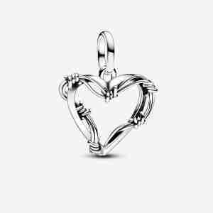 Charm Médaillon Cœur Fil de Fer-Argent