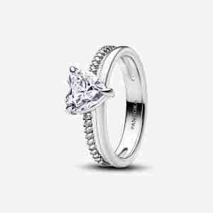 Bague Cœur Anneau Double argent
