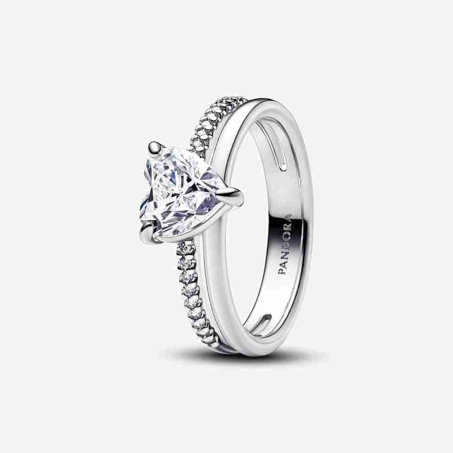 Bague Cœur Anneau Double argent Bague Coeur Anneau Double argent