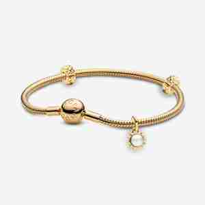 Bracelet Composé Clips Cloutés & Perle de Culture d’Eau Douce Traitée Pandora ME