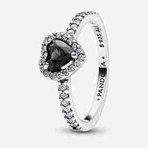 Bague Cœur Noir Surélevé