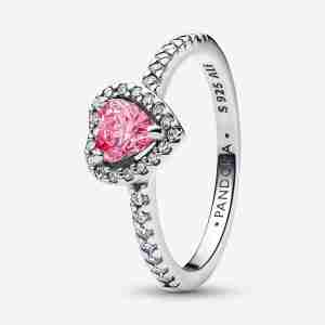 Bague Cœur Rose Surélevé