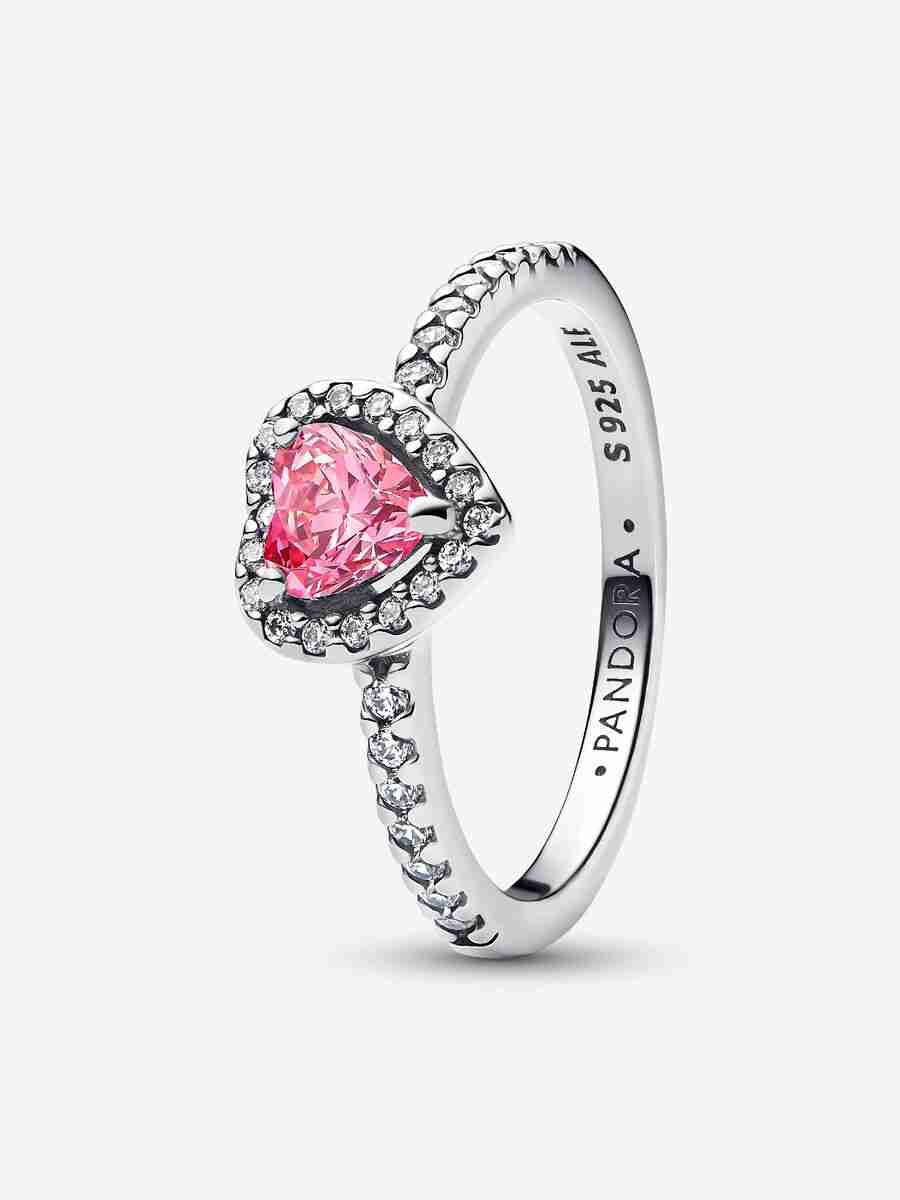 Bague Cœur Rose Surélevé Bague Coeur Rose Sureleve