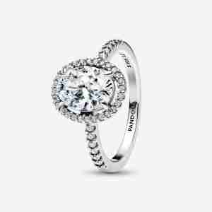 Bague Spectaculaire Halo Ovale Scintillant