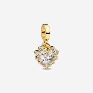 Charm Pendant Double Cœur Scintillant