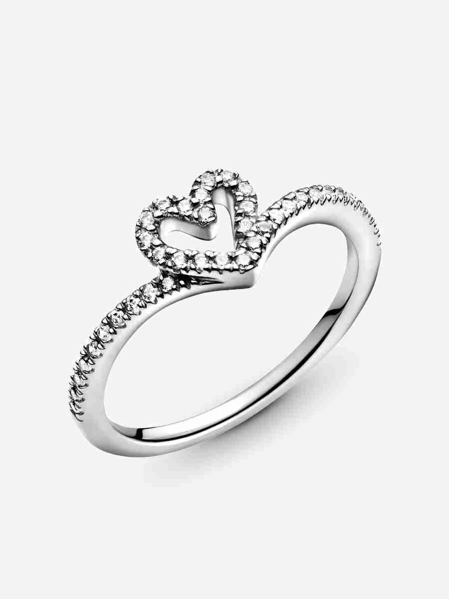 Bague Cœur Chevron Scintillante Argent-1 Bague Coeur Chevron Scintillante Argent 1