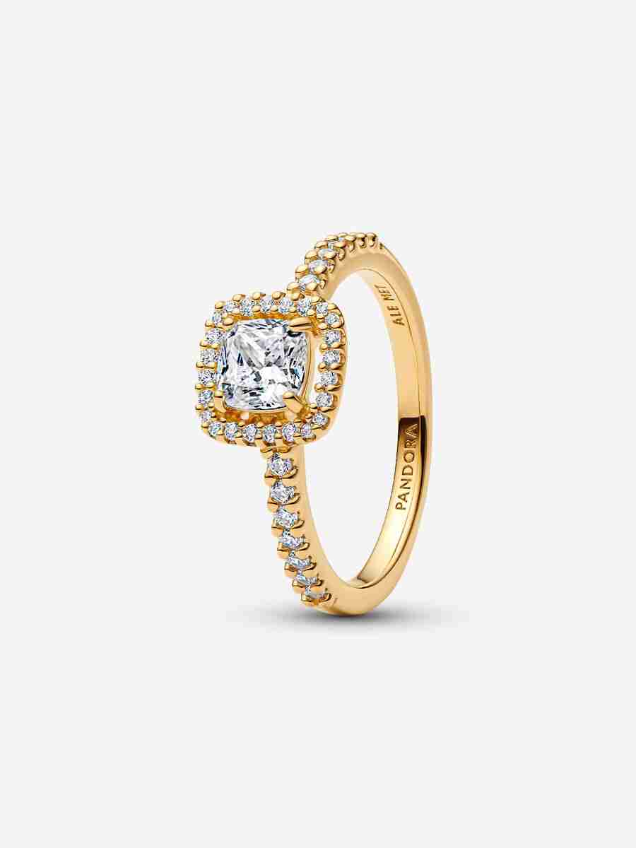 Bague Halo Incolore Carré Scintillant Bague Halo Incolore Carre Scintillant