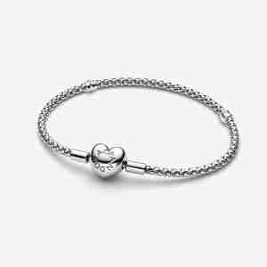 Bracelet Maille Cloutée Fermoir Cœur