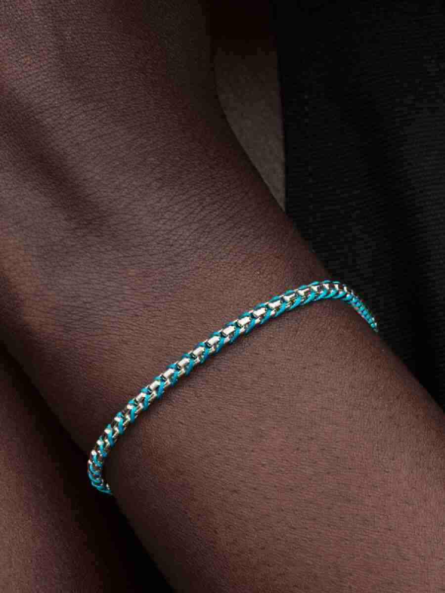 Bracelet Maille Serpent Cordon Bleu-1 Bracelet Maille Serpent Cordon Bleu 1