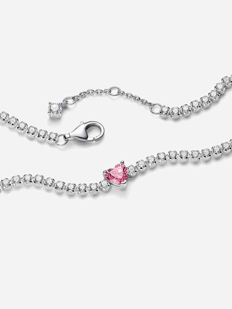 Bracelet Rivière Cœur Scintillant Rose-1 Bracelet Riviere Coeur Scintillant Rose 1