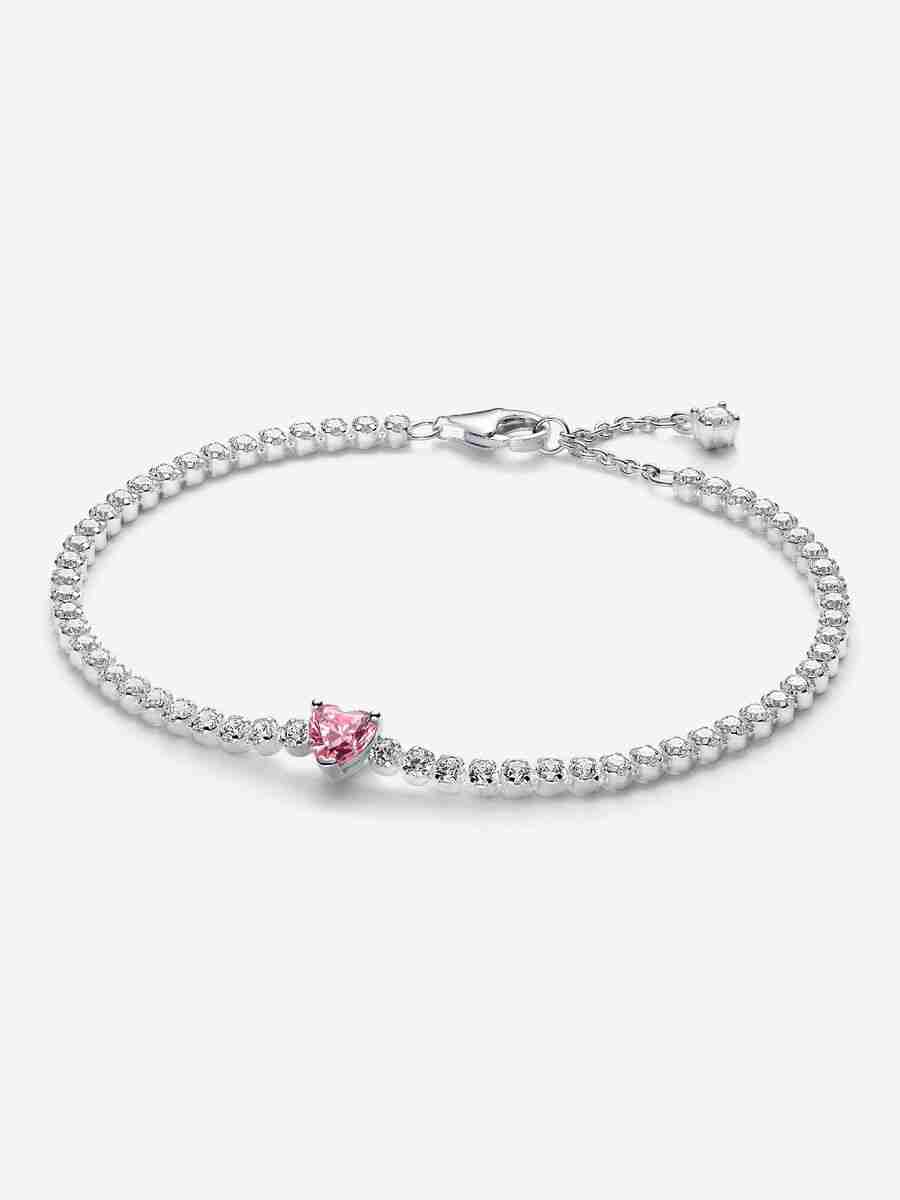 Bracelet Rivière Cœur Scintillant Rose Bracelet Riviere Coeur Scintillant Rose